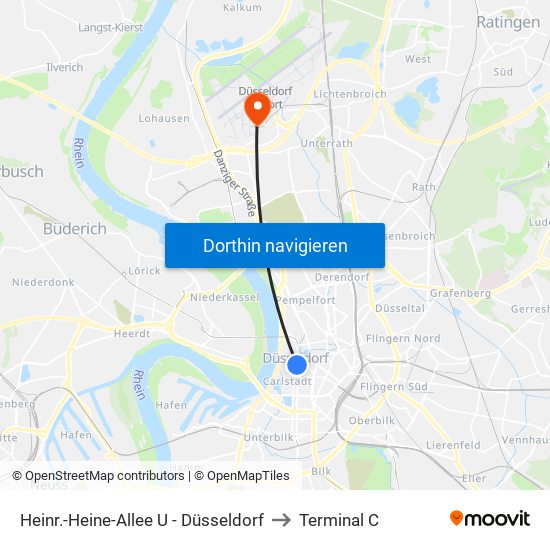 Heinr.-Heine-Allee U - Düsseldorf to Terminal C map