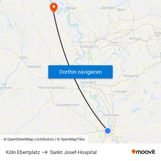 Köln Ebertplatz to Sankt Josef-Hospital map