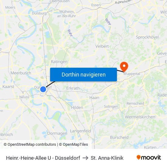 Heinr.-Heine-Allee U - Düsseldorf to St. Anna-Klinik map