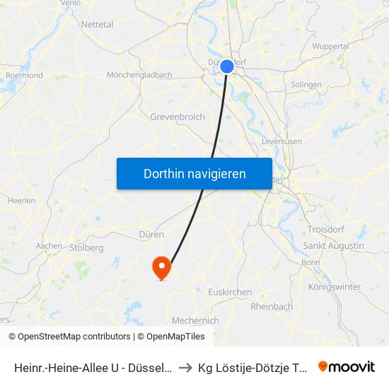 Heinr.-Heine-Allee U - Düsseldorf to Kg Löstije-Dötzje Thum map