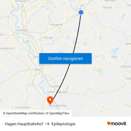 Hagen Hauptbahnhof to Epileptologie map