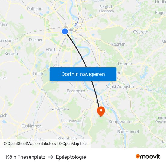 Köln Friesenplatz to Epileptologie map