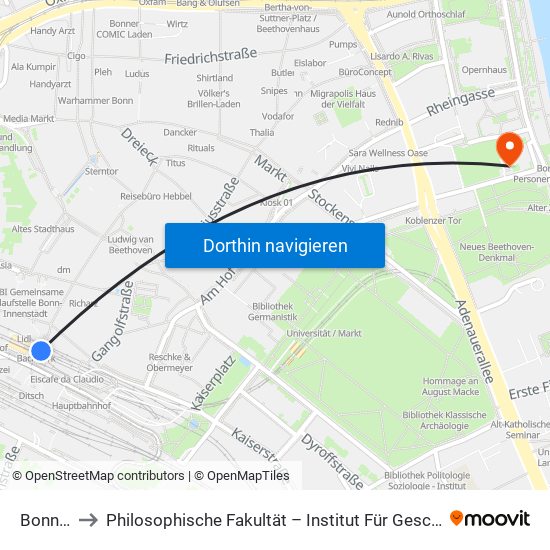 Bonn Hbf to Philosophische Fakultät – Institut Für Geschichtswissenschaft map
