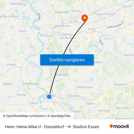 Heinr.-Heine-Allee U - Düsseldorf to Stadion Essen map