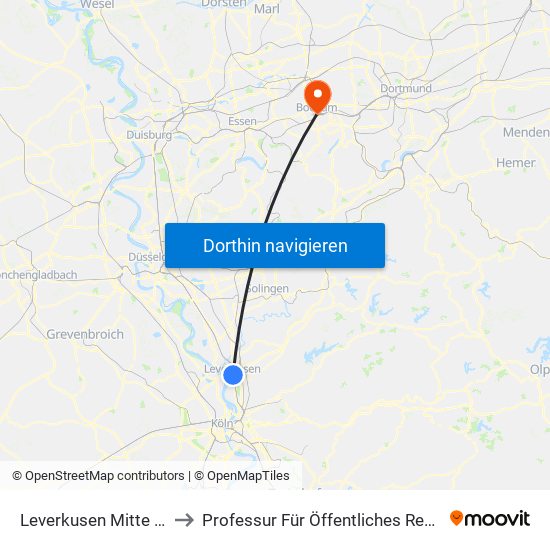 Leverkusen Mitte Bf to Professur Für Öffentliches Recht map