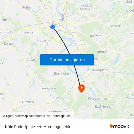 Köln Rudolfplatz to Humangenetik map