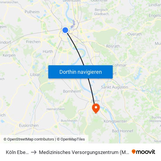 Köln Ebertplatz to Medizinisches Versorgungszentrum (Mvz) Geschäftsführung map