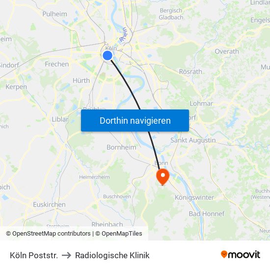 Köln Poststr. to Radiologische Klinik map