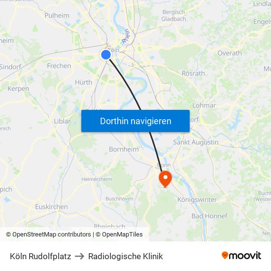 Köln Rudolfplatz to Radiologische Klinik map