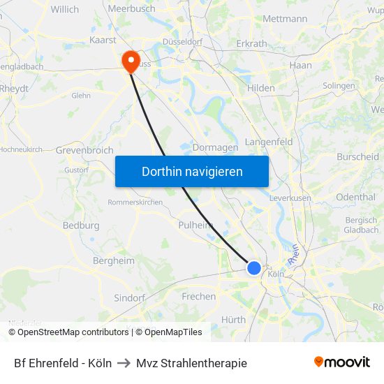 Bf Ehrenfeld - Köln to Mvz Strahlentherapie map