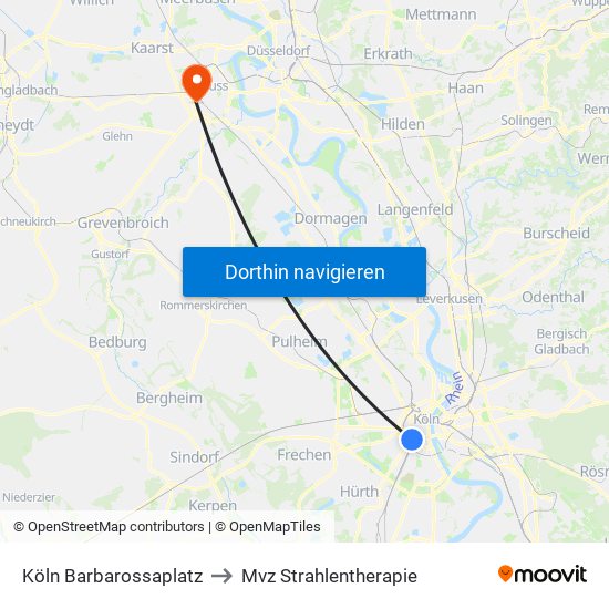 Köln Barbarossaplatz to Mvz Strahlentherapie map