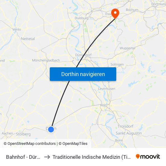 Bahnhof - Düren to Traditionelle Indische Medizin (Tim) map