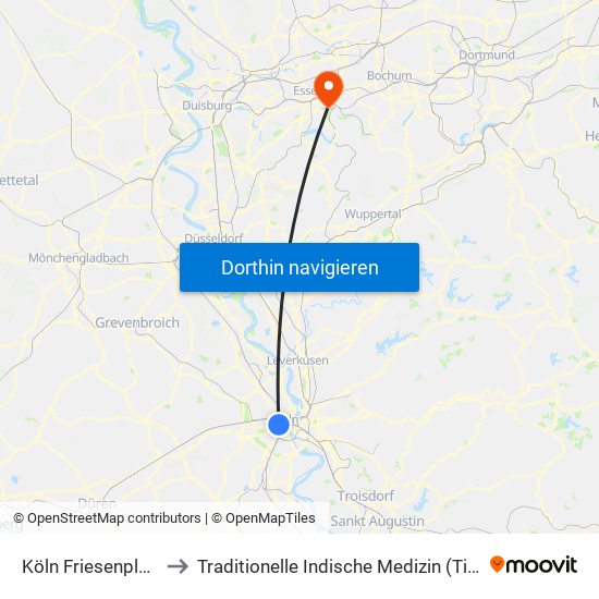 Köln Friesenplatz to Traditionelle Indische Medizin (Tim) map