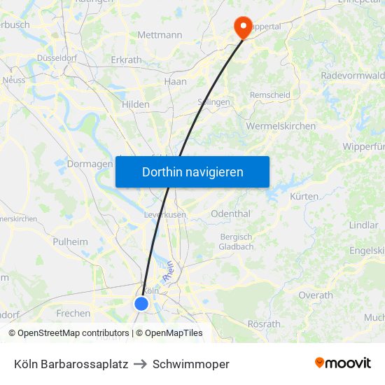Köln Barbarossaplatz to Schwimmoper map