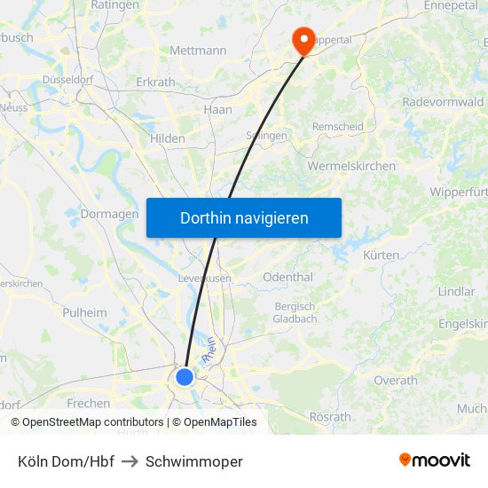 Köln Dom/Hbf to Schwimmoper map