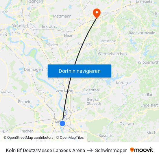 Köln Bf Deutz/Messe Lanxess Arena to Schwimmoper map