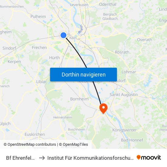 Bf Ehrenfeld - Köln to Institut Für Kommunikationsforschung Und Phonetik map