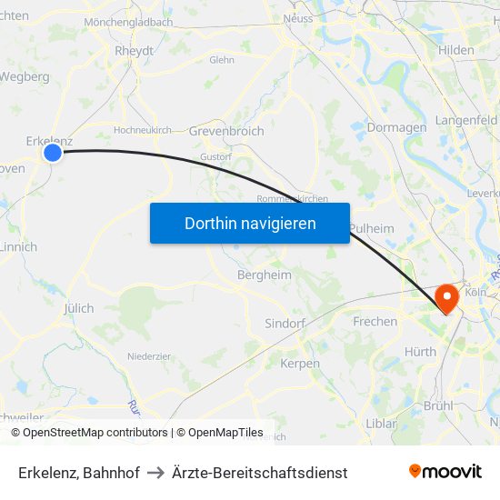 Erkelenz, Bahnhof to Ärzte-Bereitschaftsdienst map