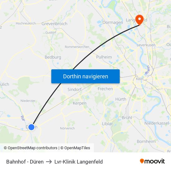 Bahnhof - Düren to Lvr-Klinik Langenfeld map