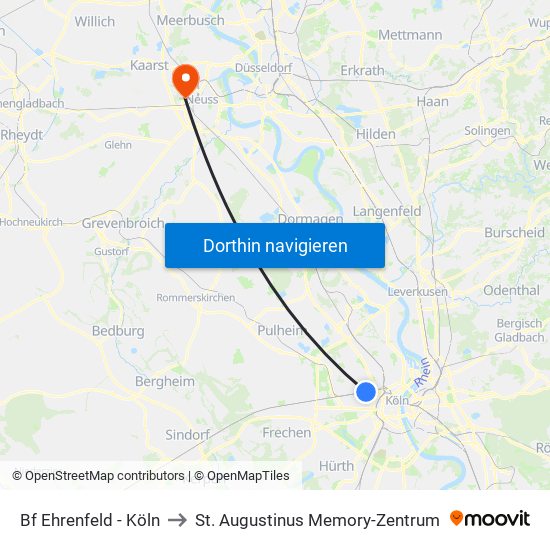 Bf Ehrenfeld - Köln to St. Augustinus Memory-Zentrum map