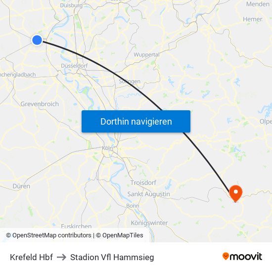 Krefeld Hbf to Stadion Vfl Hammsieg map