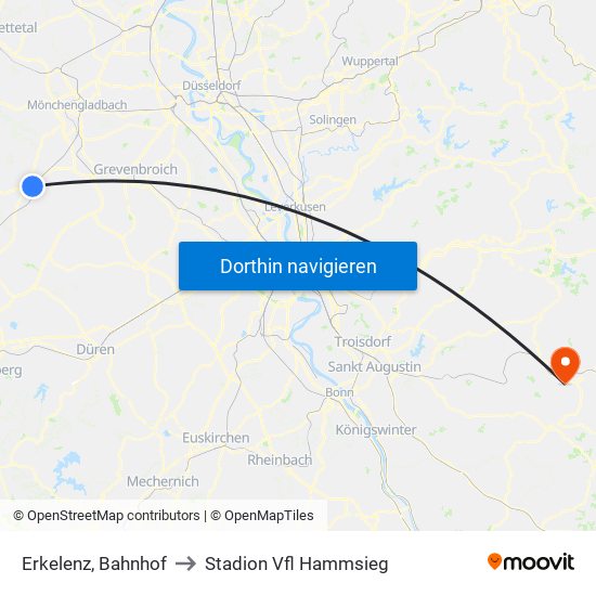 Erkelenz, Bahnhof to Stadion Vfl Hammsieg map