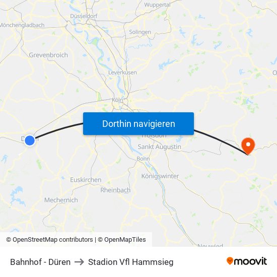 Bahnhof - Düren to Stadion Vfl Hammsieg map