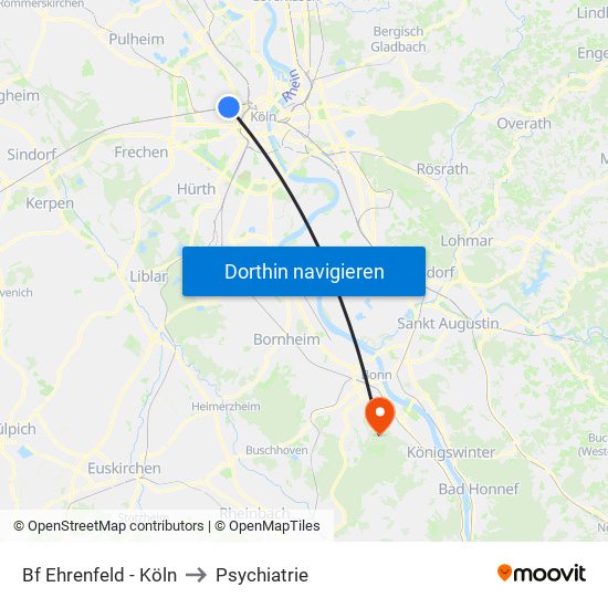 Bf Ehrenfeld - Köln to Psychiatrie map
