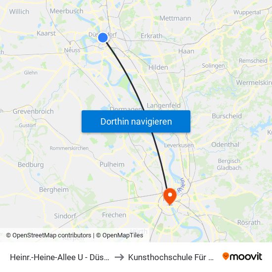 Heinr.-Heine-Allee U - Düsseldorf to Kunsthochschule Für Medien map