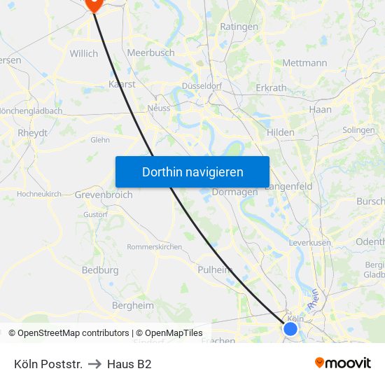 Köln Poststr. to Haus B2 map