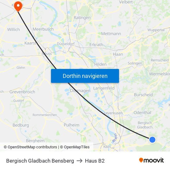 Bergisch Gladbach Bensberg to Haus B2 map