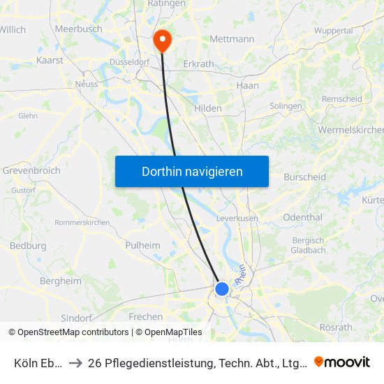 Köln Ebertplatz to 26 Pflegedienstleistung, Techn. Abt., Ltg. Rehabilitation, Sozialdienst map