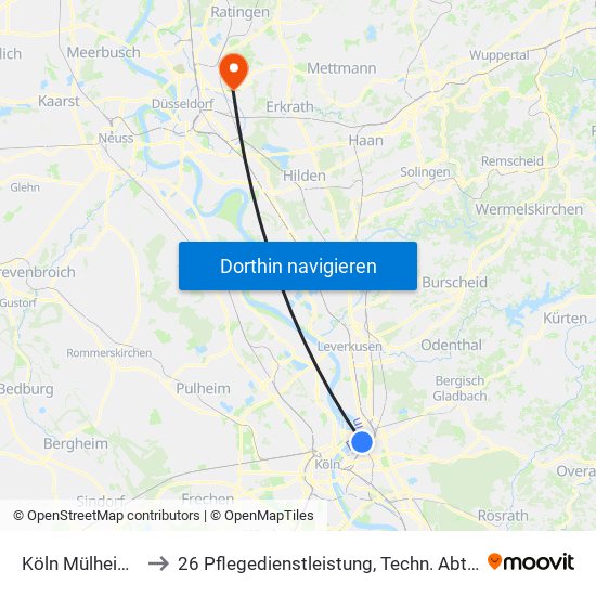 Köln Mülheim Wiener Platz to 26 Pflegedienstleistung, Techn. Abt., Ltg. Rehabilitation, Sozialdienst map