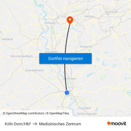 Köln Dom/Hbf to Medizinisches Zentrum map