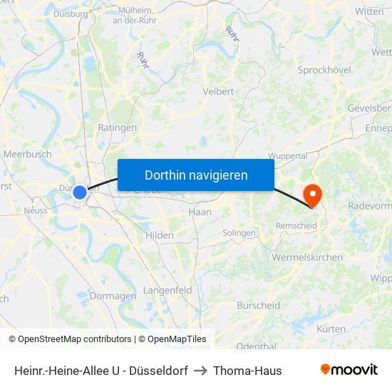 Heinr.-Heine-Allee U - Düsseldorf to Thoma-Haus map