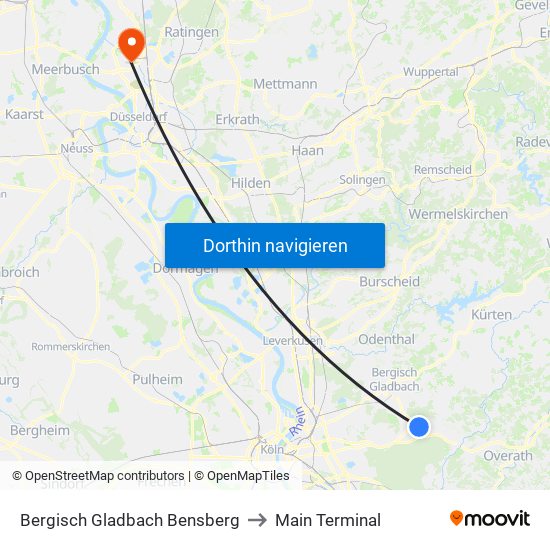 Bergisch Gladbach Bensberg to Main Terminal map