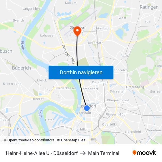 Heinr.-Heine-Allee U - Düsseldorf to Main Terminal map