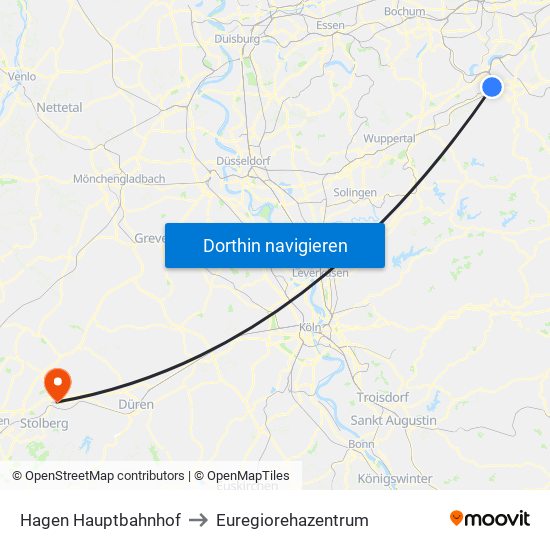 Hagen Hauptbahnhof to Euregiorehazentrum map