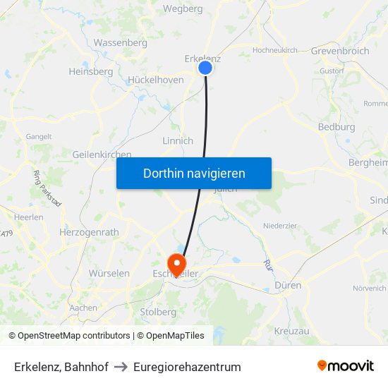 Erkelenz, Bahnhof to Euregiorehazentrum map