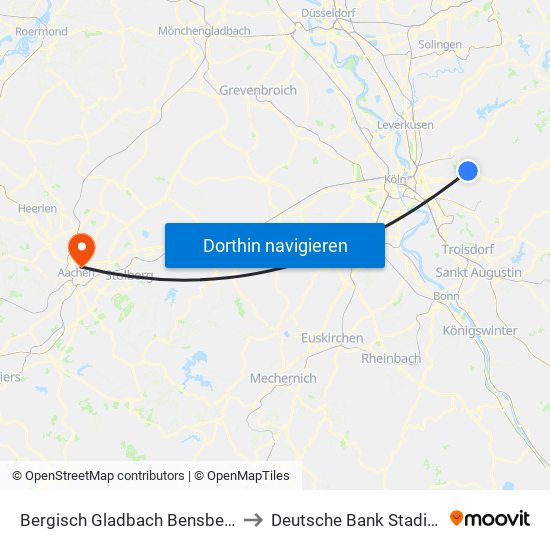 Bergisch Gladbach Bensberg to Deutsche Bank Stadion map