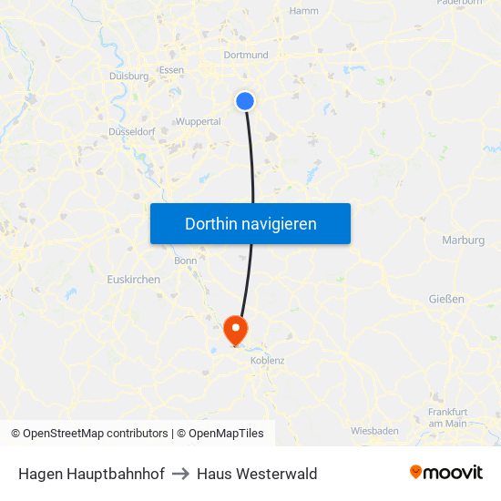 Hagen Hauptbahnhof to Haus Westerwald map