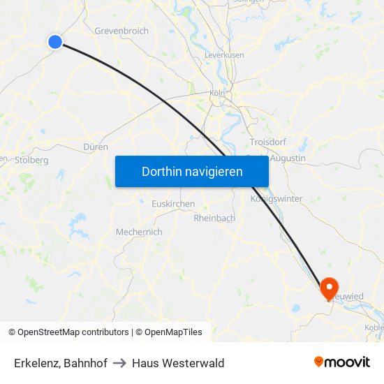 Erkelenz, Bahnhof to Haus Westerwald map