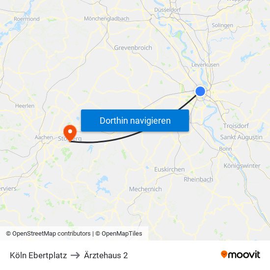 Köln Ebertplatz to Ärztehaus 2 map