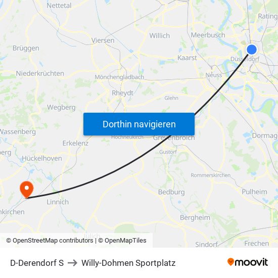 D-Derendorf S to Willy-Dohmen Sportplatz map