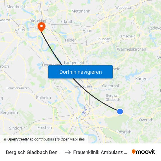 Bergisch Gladbach Bensberg to Frauenklinik Ambulanz 14.24 map