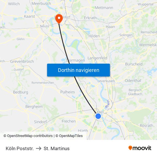 Köln Poststr. to St. Martinus map