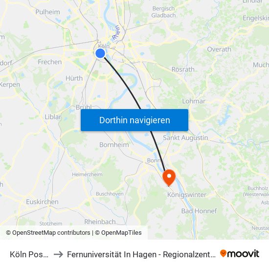 Köln Poststr. to Fernuniversität In Hagen - Regionalzentrum Bonn map