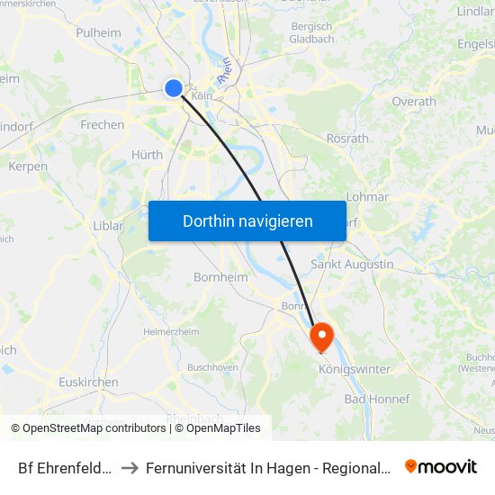 Bf Ehrenfeld - Köln to Fernuniversität In Hagen - Regionalzentrum Bonn map