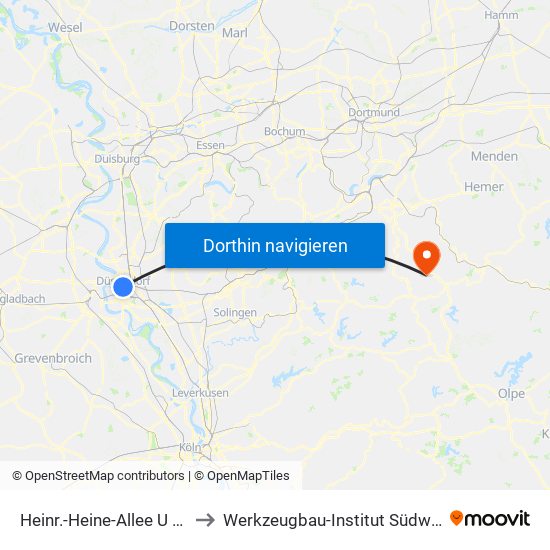 Heinr.-Heine-Allee U - Düsseldorf to Werkzeugbau-Institut Südwestfalen Gmbh map