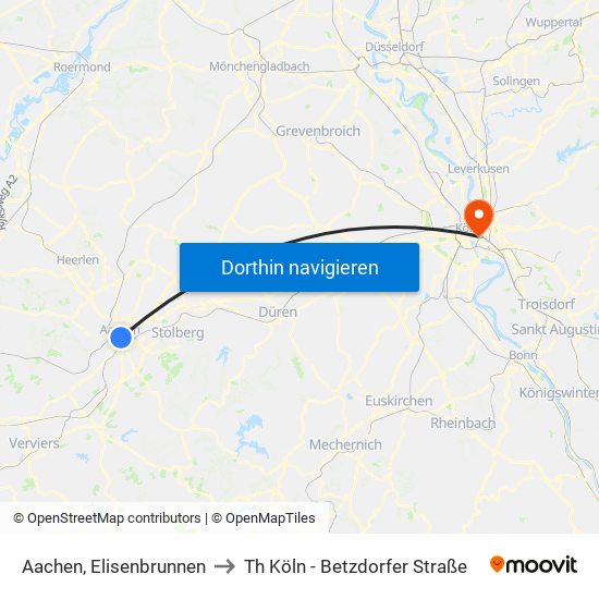 Aachen, Elisenbrunnen to Th Köln - Betzdorfer Straße map